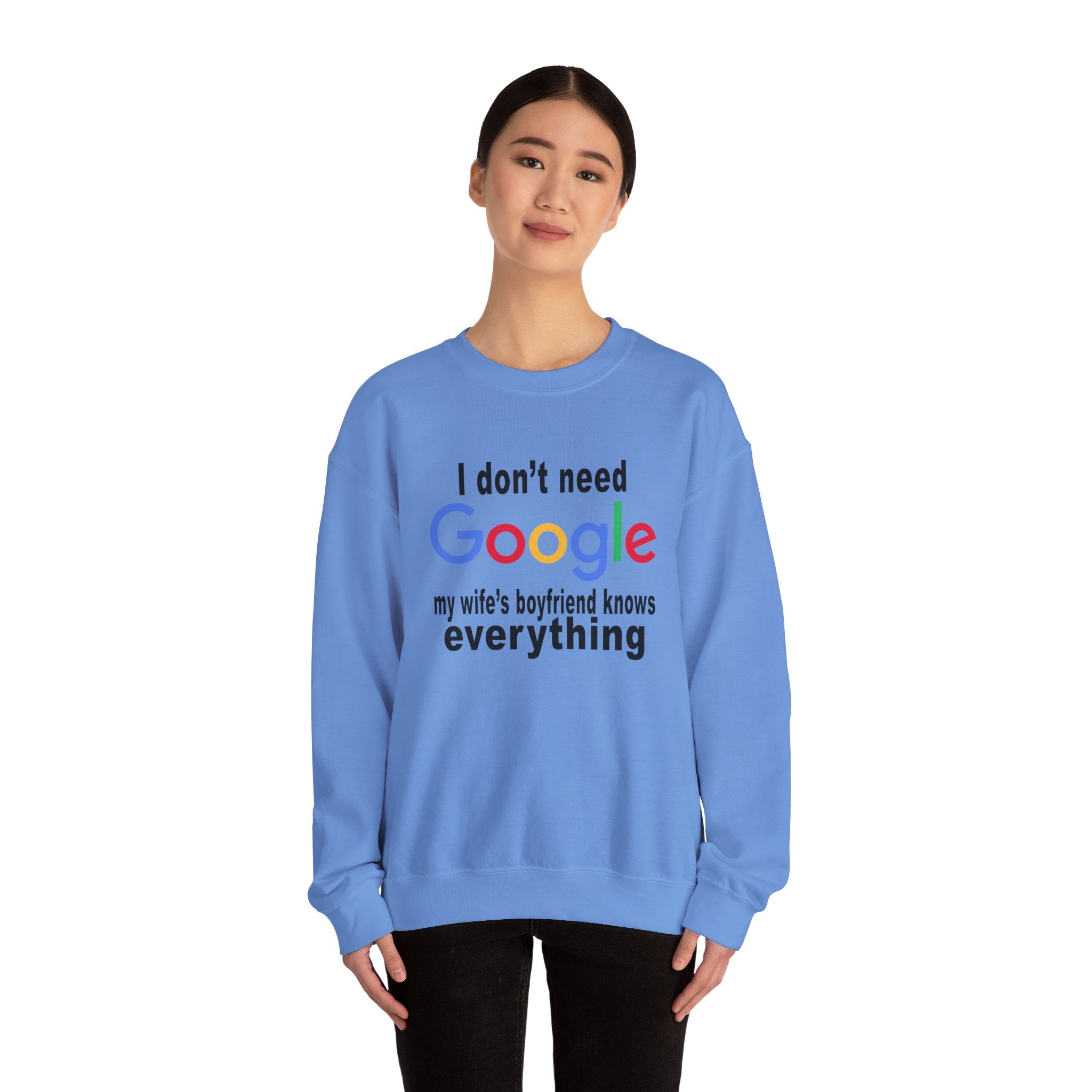 Ludwig I Don't Need Google My Wife's Boyfriend Knows Everything Unisex Heavy Blend Crewneck Sweatshirt