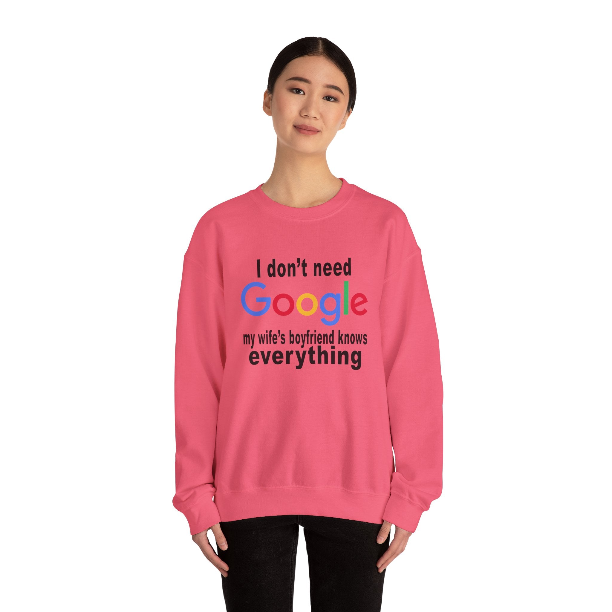 Ludwig I Don't Need Google My Wife's Boyfriend Knows Everything Unisex Heavy Blend Crewneck Sweatshirt