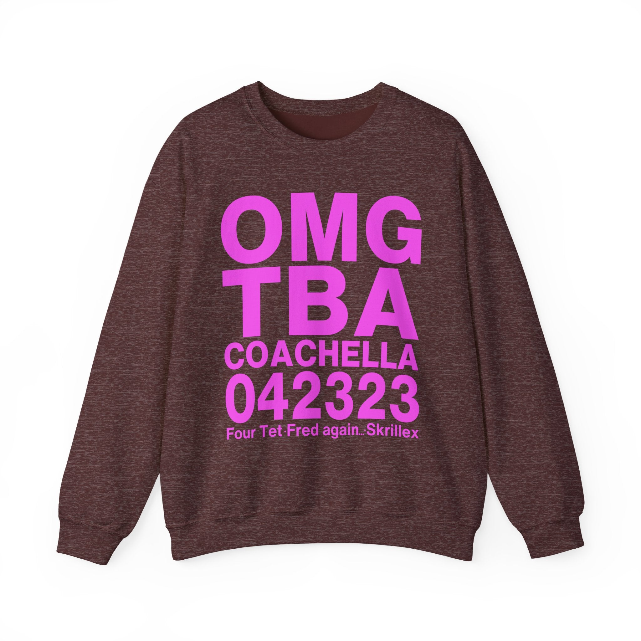Skrillex OMG ТВА COACHELLA 042323 Four Tet. Fred again Unisex Heavy Blend™ Crewneck Sweatshirt