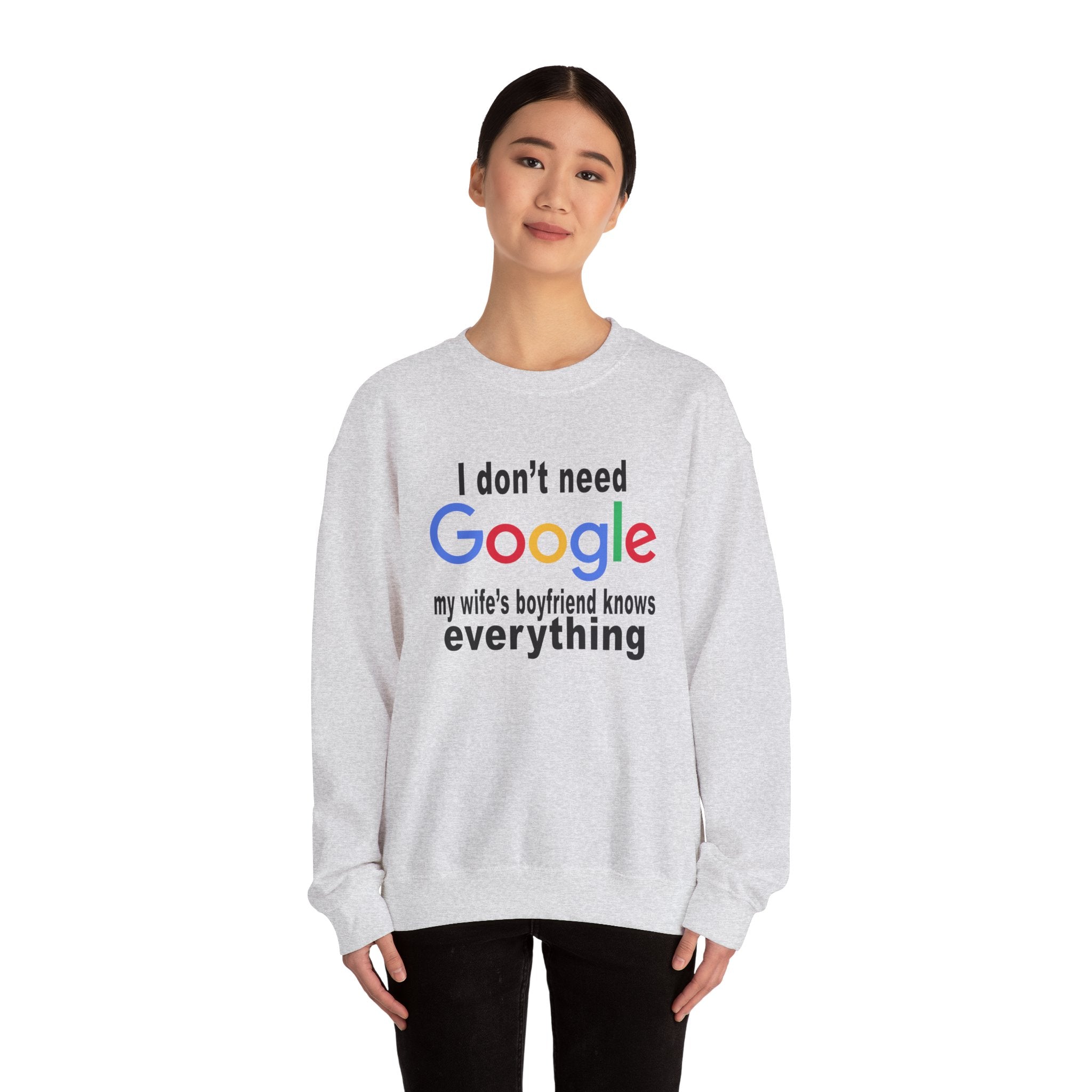 Ludwig I Don't Need Google My Wife's Boyfriend Knows Everything Unisex Heavy Blend Crewneck Sweatshirt