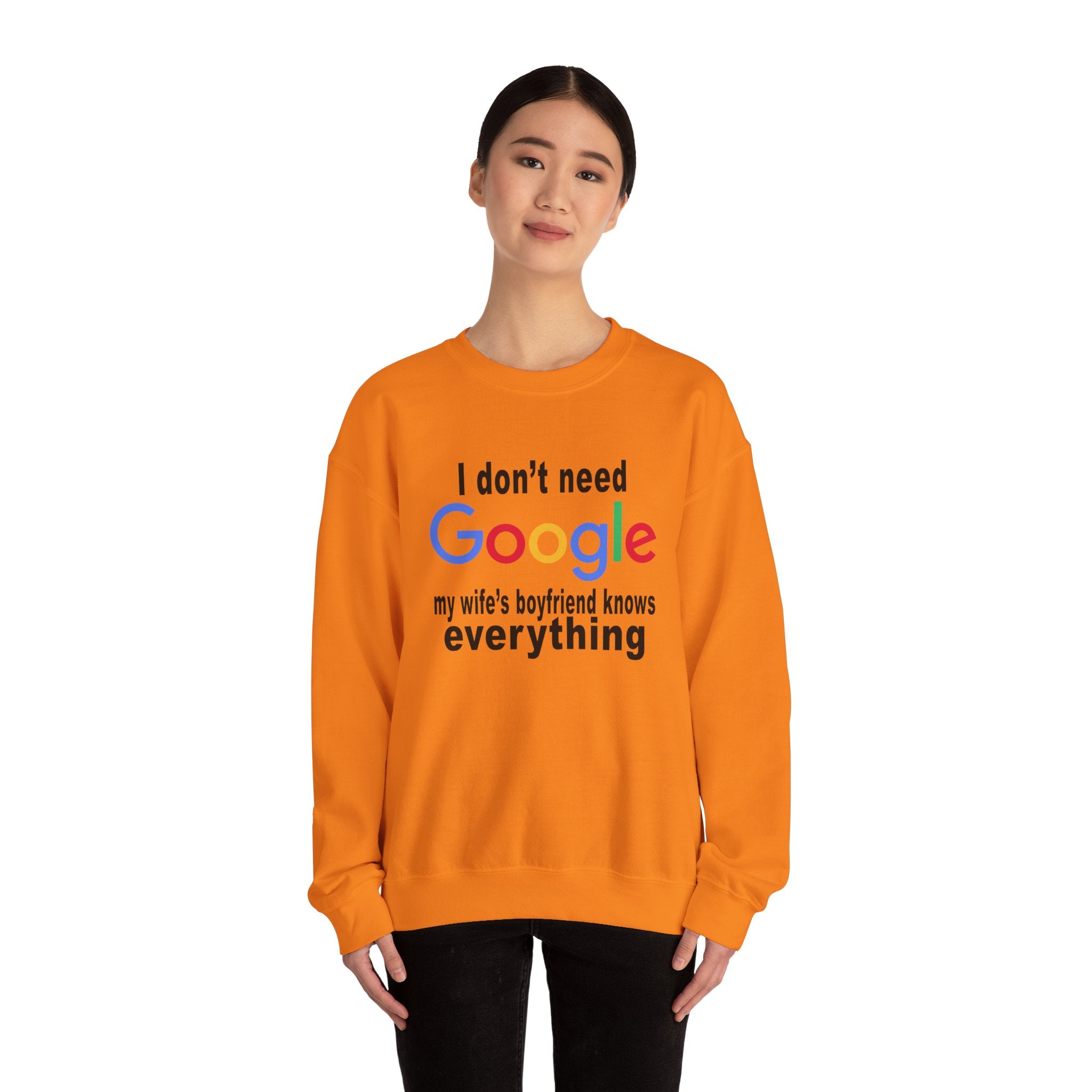 Ludwig I Don't Need Google My Wife's Boyfriend Knows Everything Unisex Heavy Blend Crewneck Sweatshirt