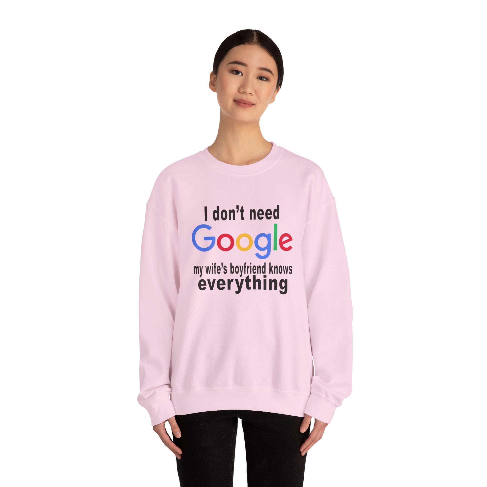 Ludwig I Don't Need Google My Wife's Boyfriend Knows Everything Unisex Heavy Blend Crewneck Sweatshirt